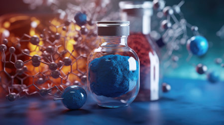 Abstract background biochemistry with chemical compounds and equipmentの素材