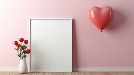 Blank minimal poster mockup for Valentine's Day, happy women's dayの素材
