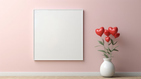 Blank minimal poster mockup for Valentine's Day, happy women's dayの素材