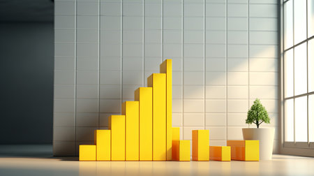 Yellow graph growing. Business success conceptの素材