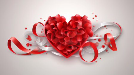 Ribbon heart shape. Valentine day conceptの素材