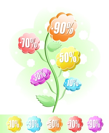 Abstract flower with different numbers of saleのイラスト素材