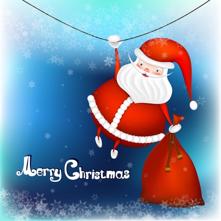 Vector Illustration of Santa Claus Carrying Sack Full of Giftsのイラスト素材