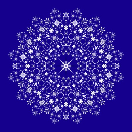 Circle Lace Ornament with Snowflakesのイラスト素材