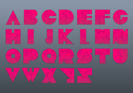 Vector Alphabet Set. Font with Outer Shadow, Filled with Triangles.のイラスト素材