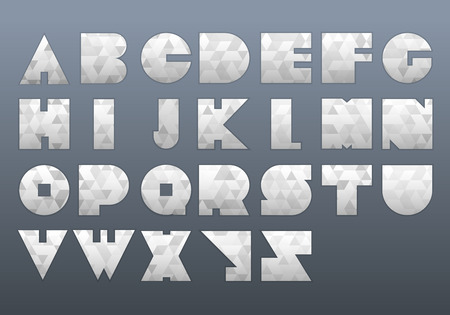 Vector Alphabet Set. Font with Outer Shadow, Filled with Triangles.のイラスト素材