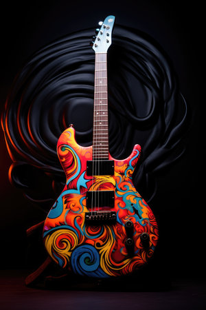 Guitar illustration, AI generated Imageの素材