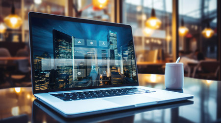 Business use laptop, AI generated Imageの素材
