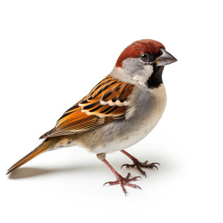 Sparrow in white background, AI generated Imageの素材