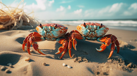 Crab on the beach, AI generated Imageの素材