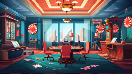 Casino room cartoon illustration, AI generated Imageの素材