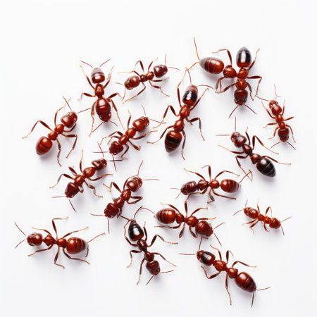 Ants on a white background. The concept of teamwork and unity.の素材