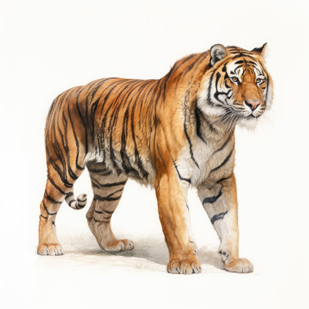 Siberian Tiger isolated on white background. 3D illustration.の素材