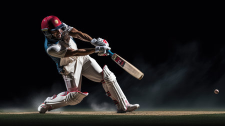 Cricket player hitting the ball, AI generated Imageの素材