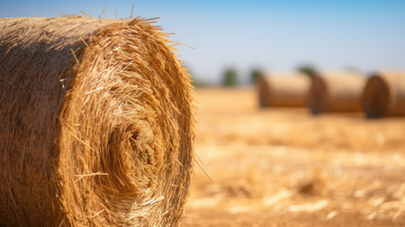Haystacks, balls of hay, AI generated Imageの素材
