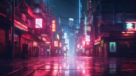 Neon city, AI generated Imageの素材