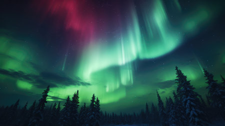 Aurora in the sky, AI generated Imageの素材