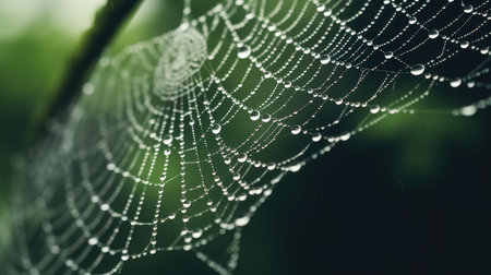 Spider web after rain, AI generated Imageの素材