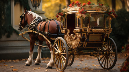 Horse-drawn carriage, AI generated Imageの素材