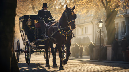 Horse-drawn carriage, AI generated Imageの素材