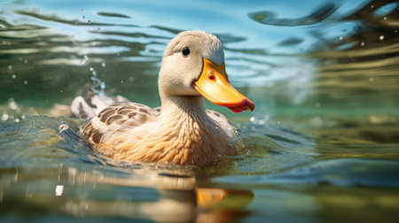 Ducks swim, AI generated Imageの素材