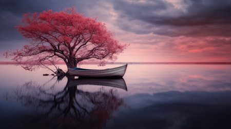 Lake of peace and tranquility, AI generated Imageの素材