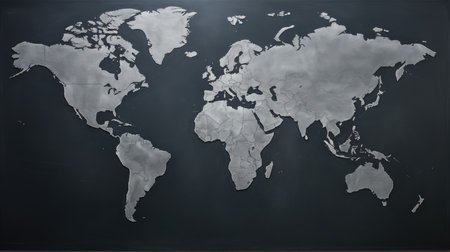 World map in blackboard, AI generated Imageの素材