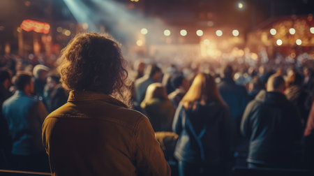 Crowd of people watching concert, AI generated Imageの素材