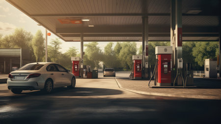 Gas station, AI generated Imageの素材