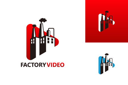 Factory Video Play Logo Template Design Vector, Emblem, Design Concept, Creative Symbol, Iconのイラスト素材