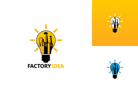 Factory Idea Bulb Logo Template Design Vector, Emblem, Design Concept, Creative Symbol, Iconのイラスト素材