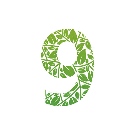 Letter 9 Plant Logo Template Design Vector, Emblem, Design Concept, Creative Symbol, Iconのイラスト素材