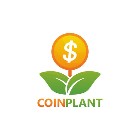 Coin Plant Logo Template Design Vector, Emblem, Design Concept, Creative Symbol, Iconのイラスト素材