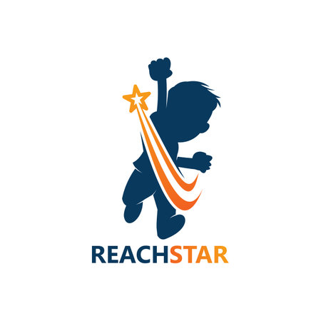 Children Reach Star Logo Template Design Vector, Emblem, Design Concept, Creative Symbol, Iconのイラスト素材