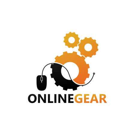 Online Gear Logo Template Design Vector, Emblem, Design Concept, Creative Symbol, Iconのイラスト素材