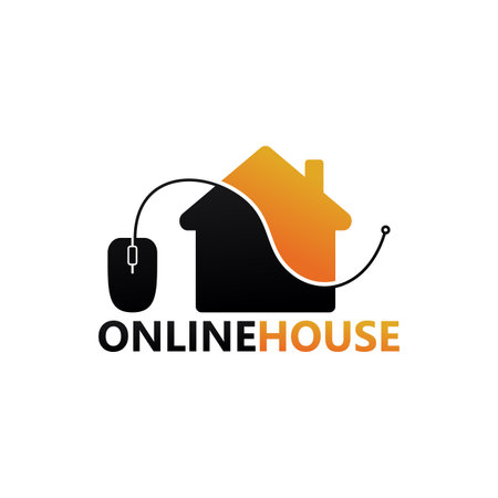 Online House Logo Template Design Vector, Emblem, Design Concept, Creative Symbol, Iconのイラスト素材