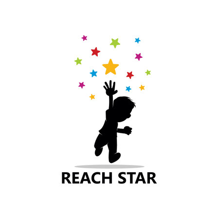 Children Reach Star Logo Template Design Vector, Emblem, Design Concept, Creative Symbol, Iconのイラスト素材