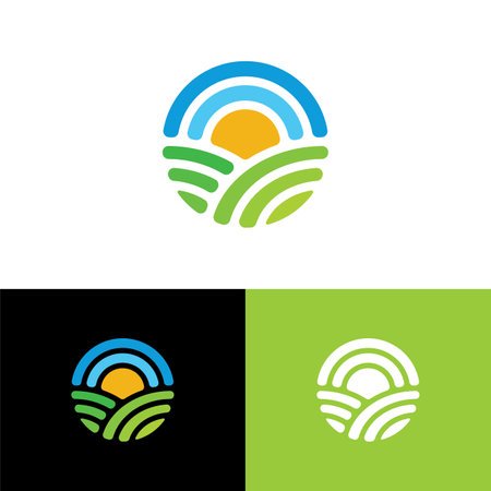 Agriculture Scenery Logo Template Design Vectorのイラスト素材