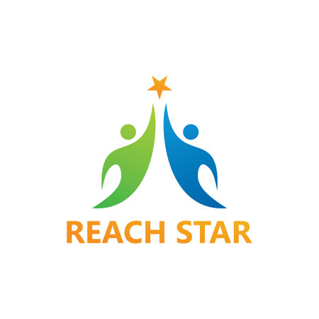 People Reach Star Logo Template Design Vectorのイラスト素材
