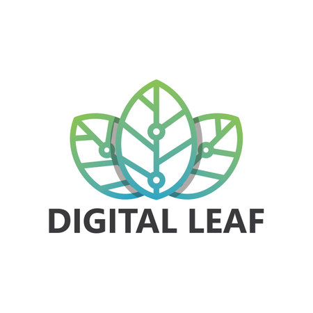 Digital leaf logo template designのイラスト素材