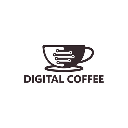 Digital coffee logo template designのイラスト素材