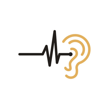 Hear sound wave, ear logo template designのイラスト素材