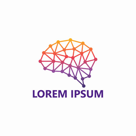 Digital brain, dot technology logo template designのイラスト素材