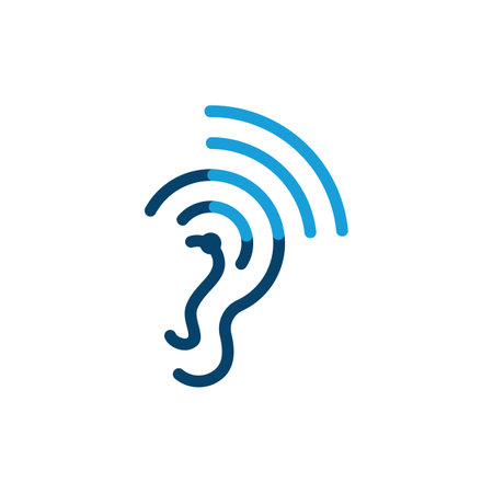 Hear sound wave, ear logo template designのイラスト素材