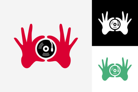Hand Circle Music Logo Template Design Vector, Emblem, Design Concept, Creative Symbol, Iconのイラスト素材