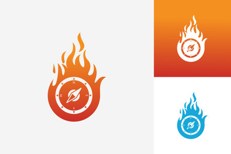Compass Fire Logo Template Design Vector, Emblem, Design Concept, Creative Symbol, Iconのイラスト素材