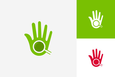 High Five Hand Search Logo Template Design Vector, Emblem, Design Concept, Creative Symbol, Iconのイラスト素材