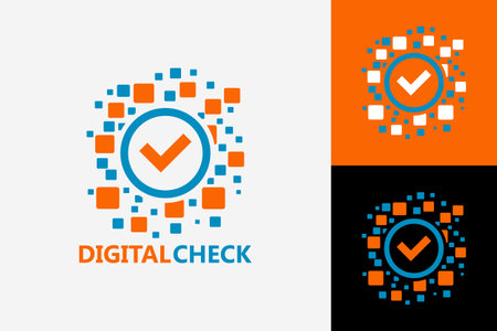 Pixel Digital Check Logo Template Design Vector, Emblem, Design Concept, Creative Symbol, Iconのイラスト素材