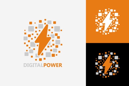 Pixel Digital Power Logo Template Design Vector, Emblem, Design Concept, Creative Symbol, Iconのイラスト素材