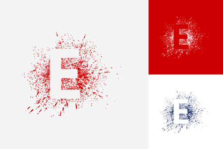 Letter E Splash Grunge Logo Template Design Vector, Emblem, Design Concept, Creative Symbol, Iconのイラスト素材